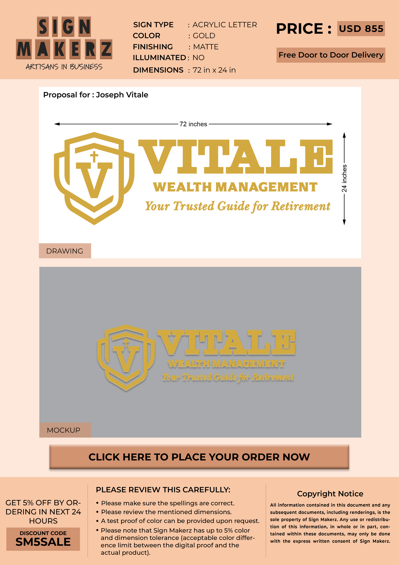 3D Business signage for Joseph Vitale