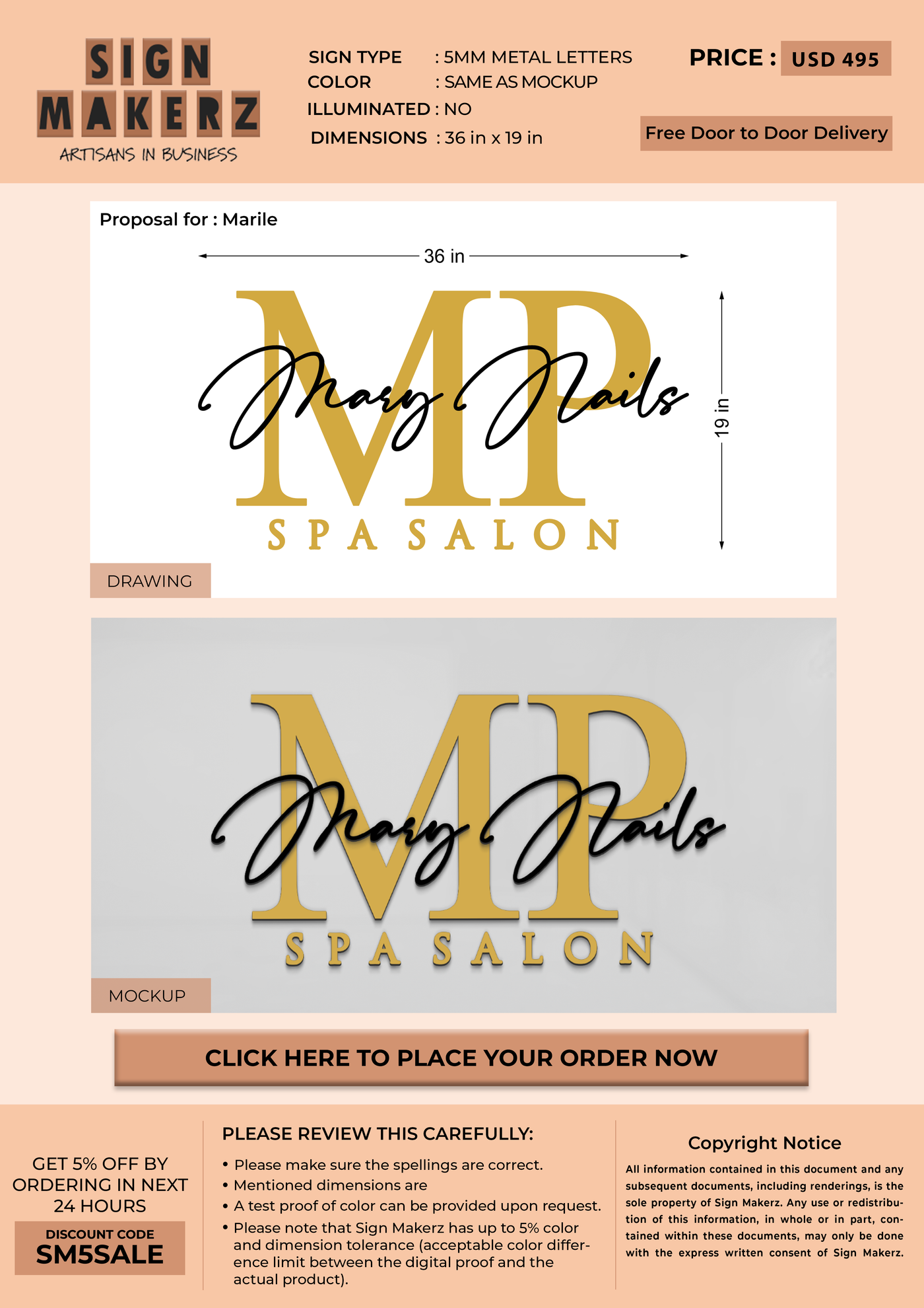 Business signage for Marile