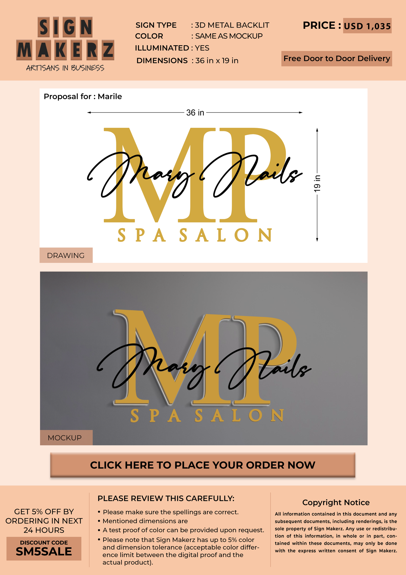 Business signage for Marile