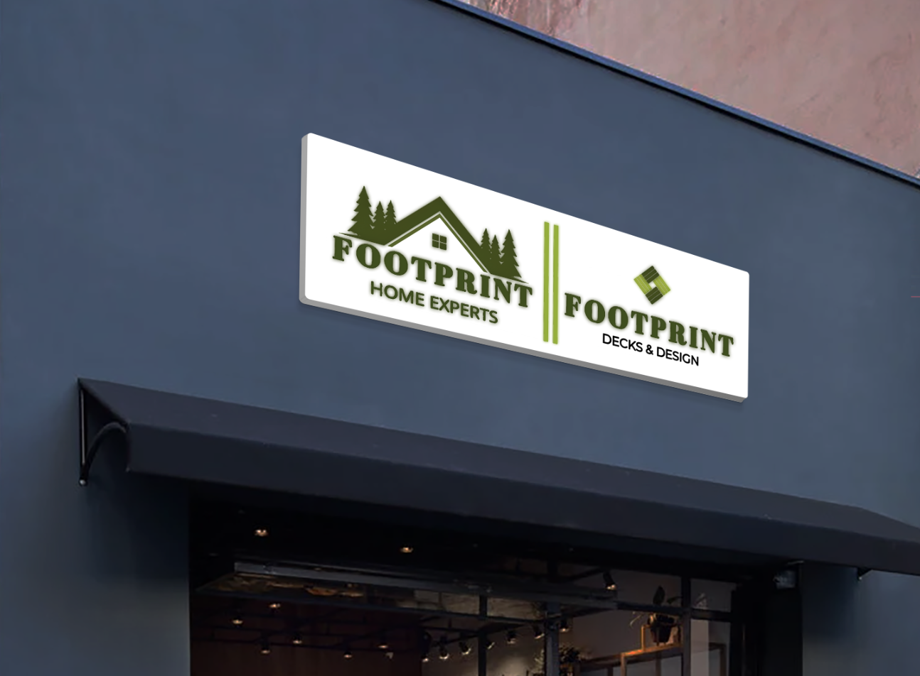 Busines sign for Footprint Decks & Design