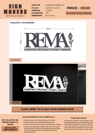 Business signage for rema abedkader